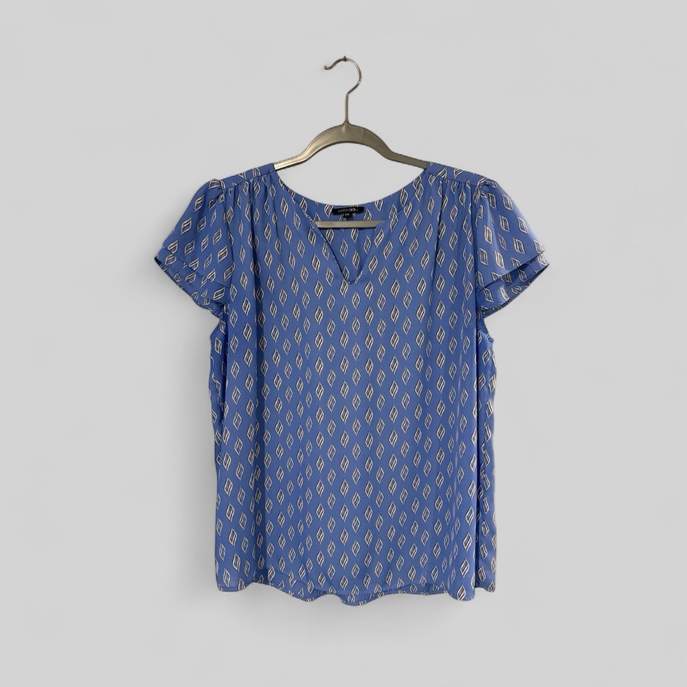 Papermoon Blue Boxy Blouse with Eyelet Design